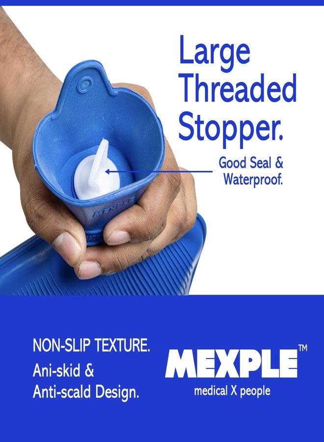 MEXPLE حقيبة زجاجة ماء مطاطية MEXPLE RelaX100 لعلاج الألم، سعة 2 لتر (عبوة واحدة) - لون أزرق - Image 3