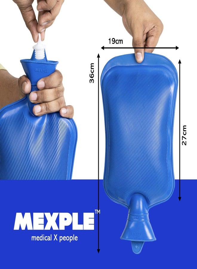 MEXPLE حقيبة زجاجة ماء مطاطية MEXPLE RelaX100 لعلاج الألم، سعة 2 لتر (عبوة واحدة) - لون أزرق - Image 4