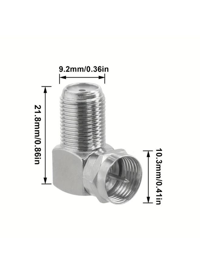 2pcs Right Angle F Type RG6 Coaxial Connector Adapter Male To Female For Wall Mounted TVs - Image 3