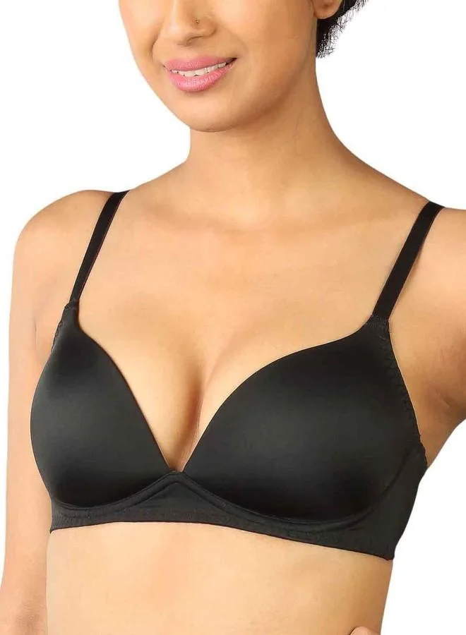 ترايامف Triumph T-Shirt Bra for Women Padded Non Wired Everyday Bra Invisible Wireless Seamless Lingerie Soft Moulded PU Cup Support Comfortable Smooth Microfiber T-Shirt Bra Black 38D Pack of 1