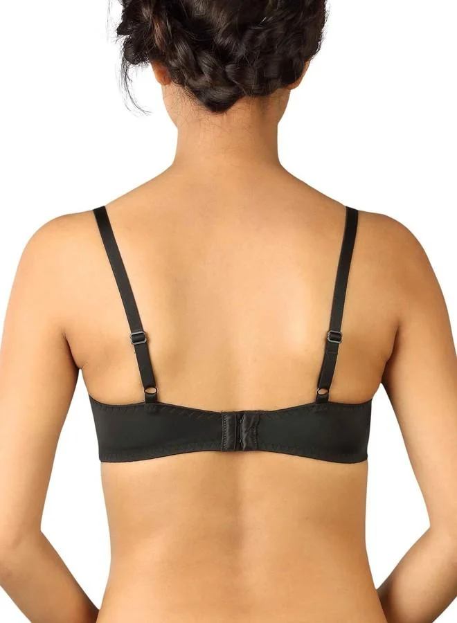 ترايامف Triumph T-Shirt Bra for Women Padded Non Wired Everyday Bra Invisible Wireless Seamless Lingerie Soft Moulded PU Cup Support Comfortable Smooth Microfiber T-Shirt Bra Black 38D Pack of 1