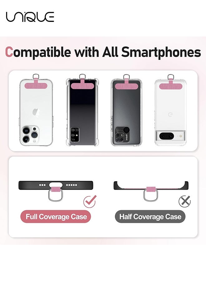 Unique Phone Lanyard - Phone Lanyard with 4 Universal Patches - 1.6m Adjustable Phone Lanyard - Can be Used for Crossbody Phone and Neck and Wrist Straps - With Metal Snap Hook - Compatible with Most Smartphones with Full Coverage Case - Free Your Hands (Pink/Transparent) - Image 3