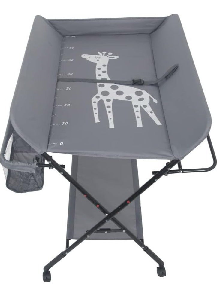 Baby Changing Table,Foldable, Portable,With Wheels, Height Can Be Adjusted In Three Steps,Waterproof Diaper Changing Table Pad Topper - Image 4