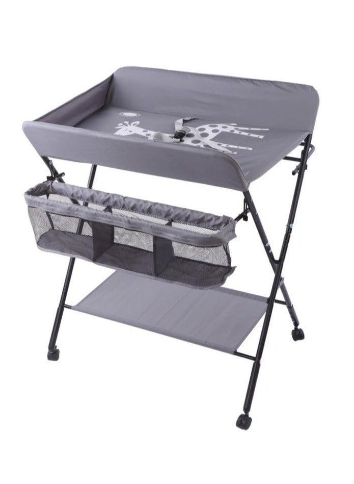Baby Changing Table,Foldable, Portable,With Wheels, Height Can Be Adjusted In Three Steps,Waterproof Diaper Changing Table Pad Topper - Image 1