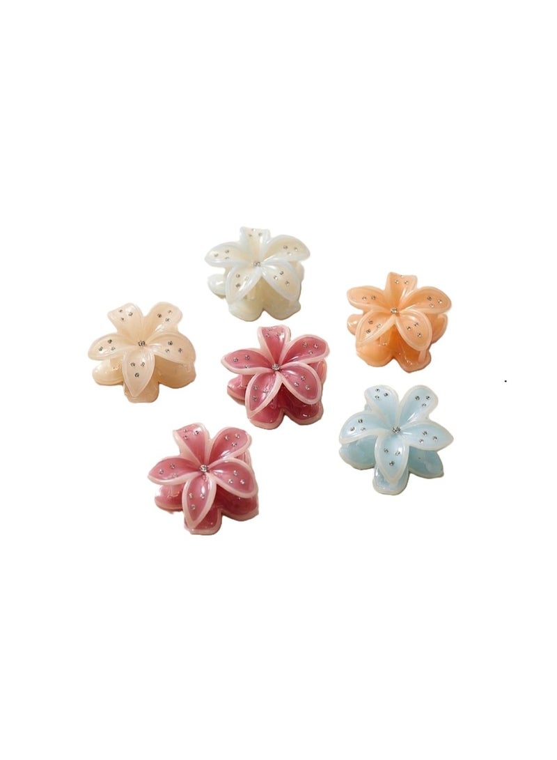 ARCO STORE Pastel Crystal Flower Hair Clips Set - 6 Pieces - Image 2
