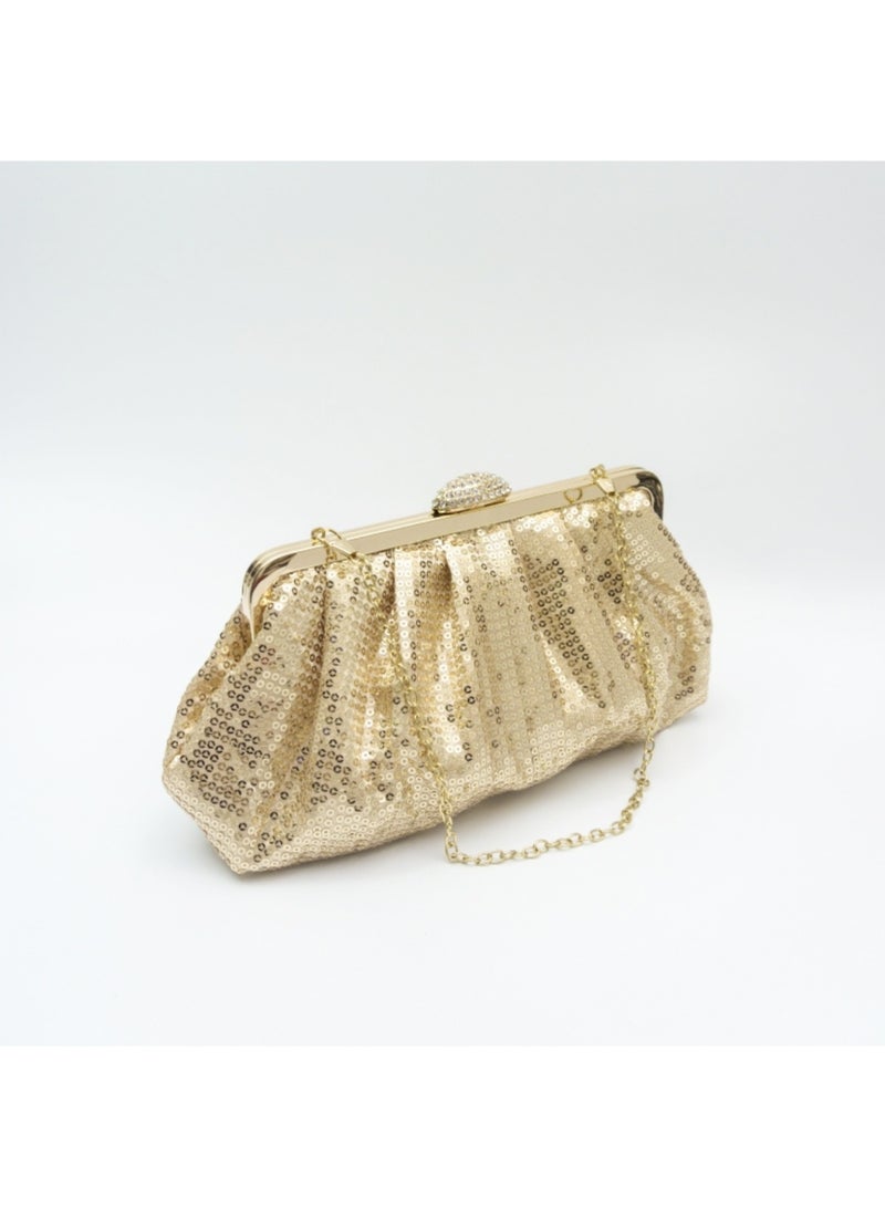 Women's Evening Bag Solid Color Fish Scale Sequins Pleated Clutch Bag Sparkly Handbag Shoulder Bag with Removable Chain, Crossbody Bag for Formal Dress Bride Wedding Prom Party,Gift For Woman Girl Mother Teacher - Image 4
