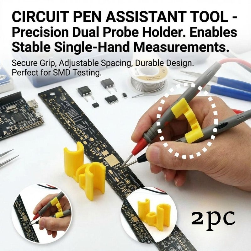 2pcs Yellow Heavy Duty Single Hand Test Probe Holder And Clamp Non Slip Stable Pointer For Multimeter Oscilloscope Spectrum Analyzer Circuit Repair And Field Testing Tool - Image 1