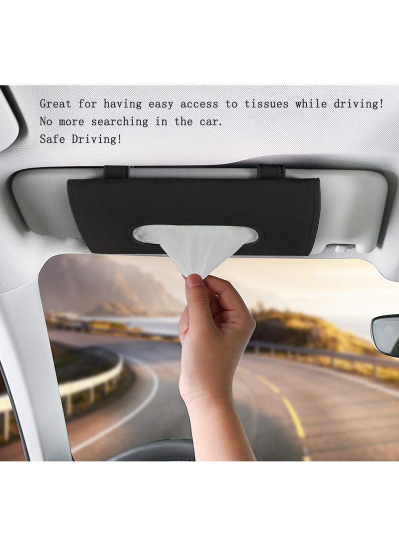 Lyaxm Car Visor Tissue Holder, Car Tissue Holder with a pack of 40 tissues, Premium Pu Leather Tissue Box In Car Backseat Rectangular Napkin Holder Auto Decoration Accessories For Hyundai Kia Nissan Ford Toyota - Image 3