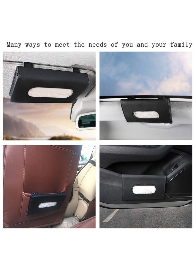 Lyaxm Car Visor Tissue Holder, Car Tissue Holder with a pack of 40 tissues, Premium Pu Leather Tissue Box In Car Backseat Rectangular Napkin Holder Auto Decoration Accessories For Hyundai Kia Nissan Ford Toyota - Image 2