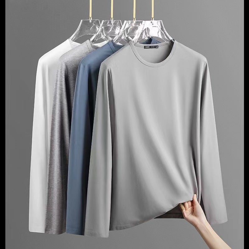 Long-Sleeved T-Shirt Men'S Base Shirt Simple Color Casual Inner T-Shirt Autumn Clothes Men'S Top Trendy