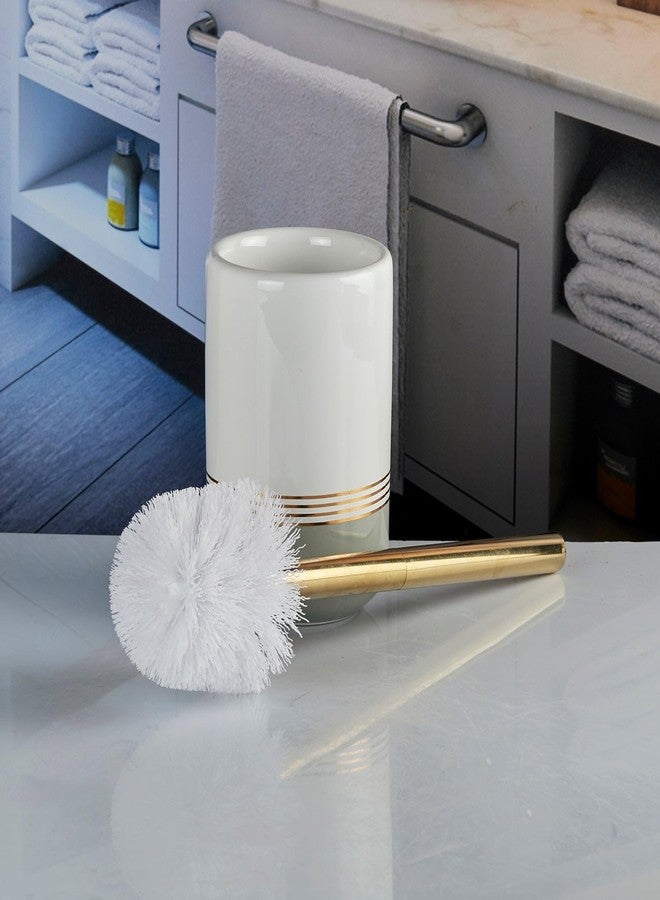 SaSaSa Ceramic Toilet Cleaner Brush with Holder Stand for Bathroom, Commode, Washroom, Toilet Cleaning Brush, White/Grey (10740) - Image 4
