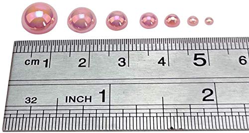 Chenkou Craft 3000PCS 1 Box Pink Round Flatback Imitation Half Pearls Bead Loose Beads Gem (Pink) - Image 3