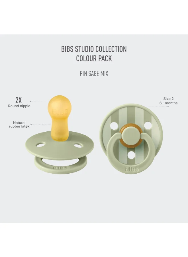 BIBS Pack of 2 Studio Colour Pin Latex Size 2 Sage Mix