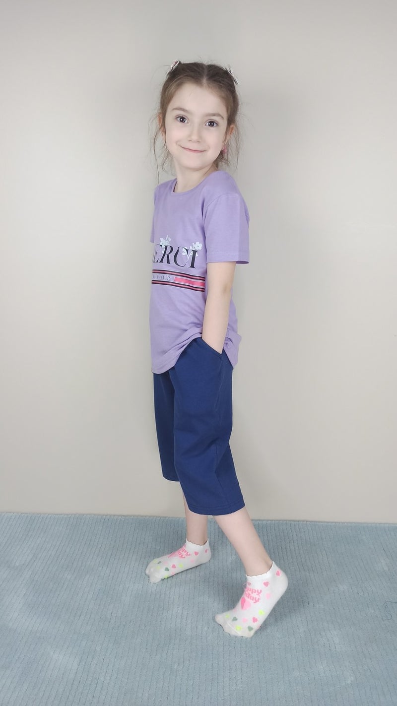 Bluence Waitress Cotton Lilac Capri Set 
