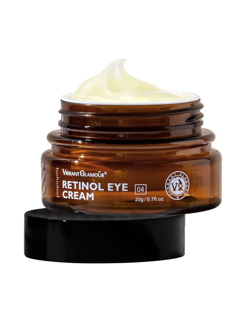Vibrant Glamour Anti-aging Retinol Eye Cream Dark Circles Fade Fine Lines Remove Eye Bags Anti-Wrinkle Firming & Brighten Skin Infused with Retinol Arbutin Vitamin C & E 20g - Image 1