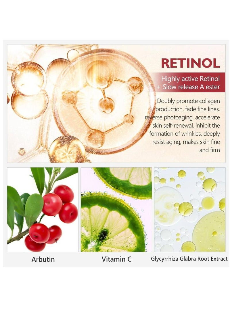 Vibrant Glamour Anti-aging Retinol Eye Cream Dark Circles Fade Fine Lines Remove Eye Bags Anti-Wrinkle Firming & Brighten Skin Infused with Retinol Arbutin Vitamin C & E 20g - Image 5
