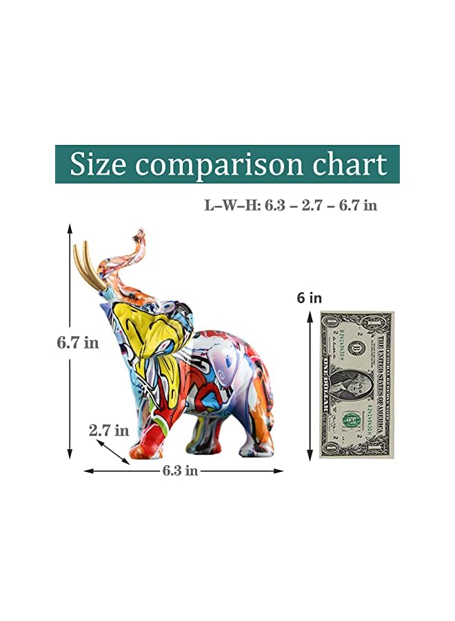 Zaboon Decor Creativity Graffiti Elephant Figurines, Resin Colorful Elephant Statues Home Decor Art Elephant Statue, Suitable For Filling Space Decor In The Living Room, Bedroom, Office - Image 2
