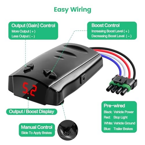 briidea Proportional Trailer Brake Controller, Digital Electric Brake Control for 1-4 Axle Trailers, Smooth Stop Technology with Boost Mode, Compatible with Ford/GM/Chevy/Dodge/RAM/Toyota - Image 4