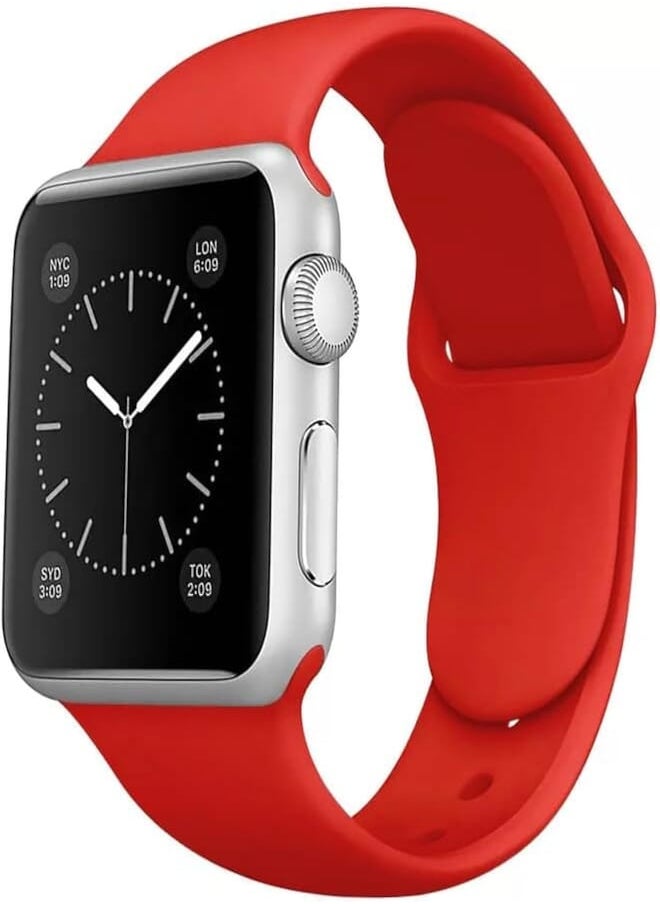Izone - IZONE Silicone Strap Band for Apple Watch Series 2,3,4,5,6,7,SE,8,Ultra (42mm/44mm/45mm/49mm, Red) - Image 1