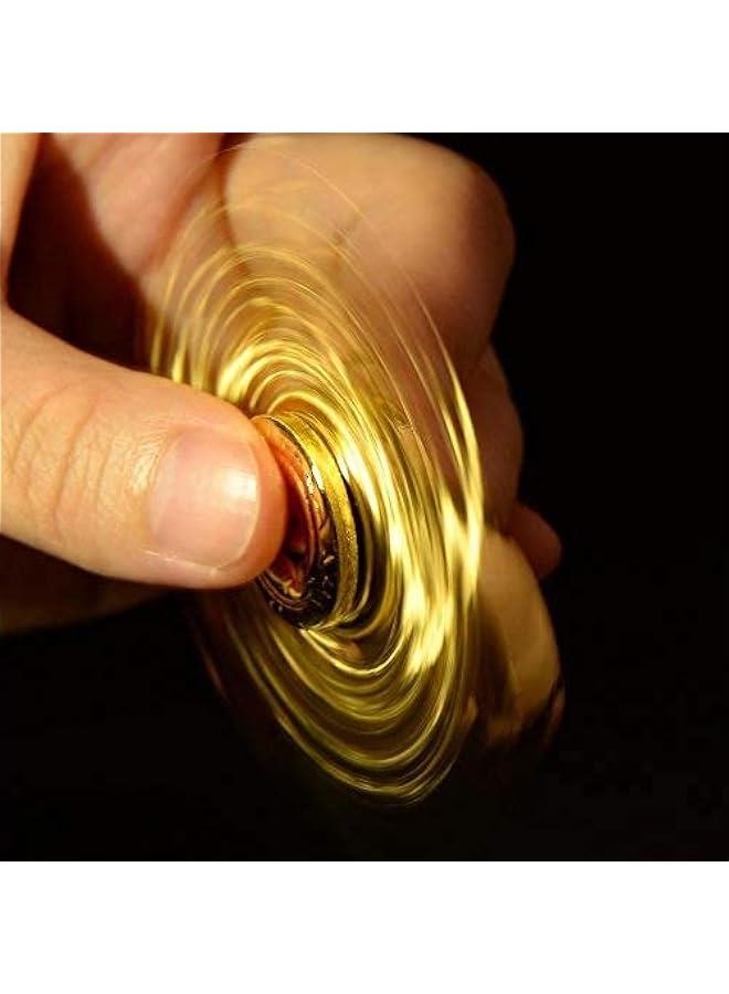 Golden Sphere Fidget Spinner Toy for Adults Kids, Magic Orb Hand Finger Spinners Toy, Cool Metal Fidget Toys EDC Fingertip Gyro, Desk Toy Fidgeting Novelty Gift for Boys Girls(Gold)
