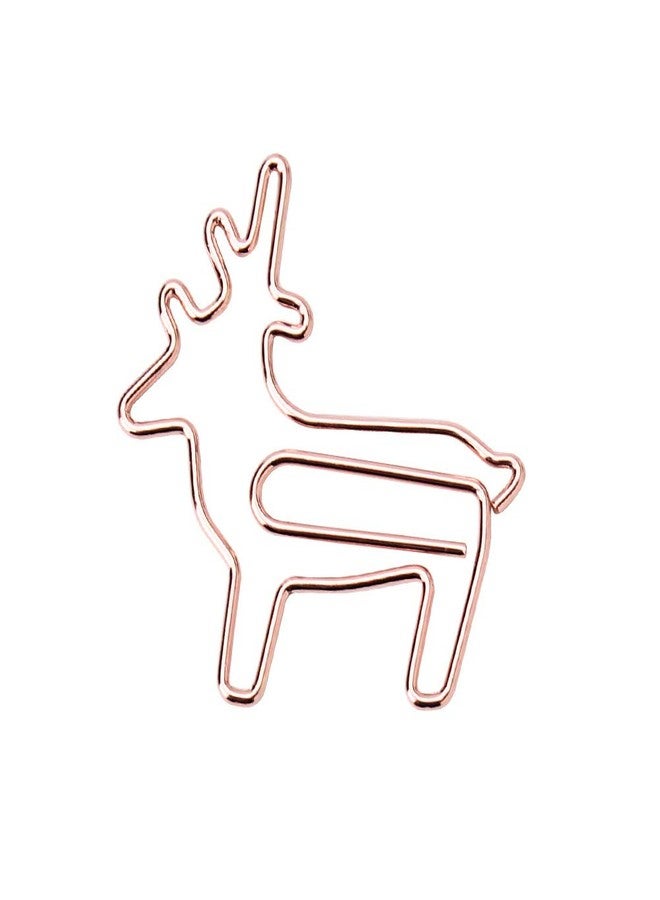 Cucumis 20 Pcs Creative Animal Paper Clips Rose Gold Decoration Bookmark Bill Organization Reading School Supplies (Deer -20piece) - Image 1