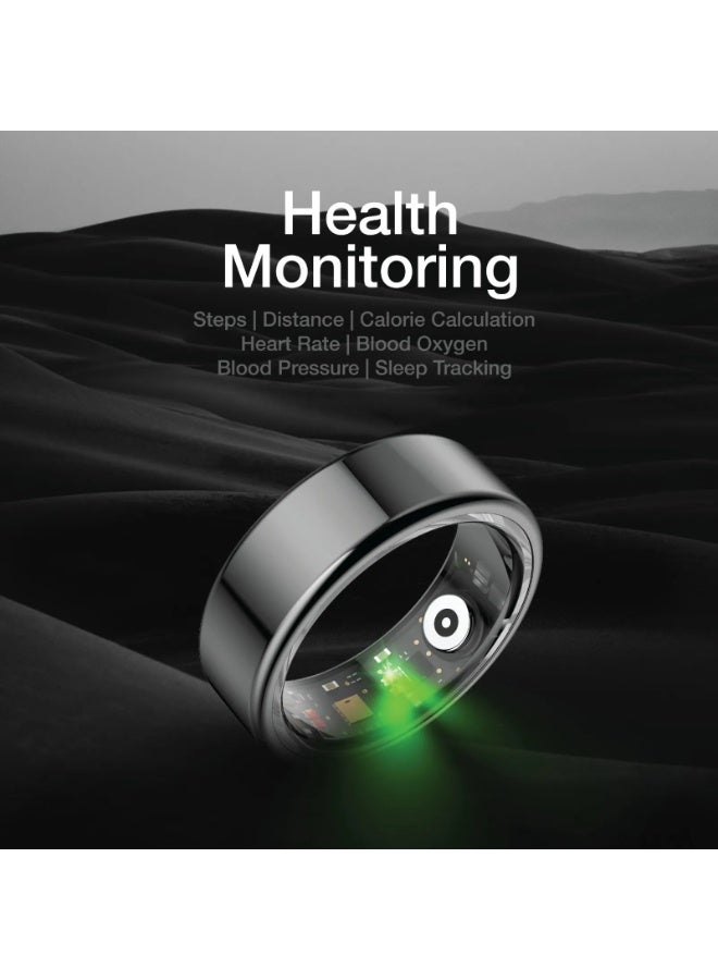 GREEN LION Smart Ring with Wireless Charging Case / Size 11-20.6mm / Sleep Monitoring / Heart Rate / Blood Pressure / Blood Oxygen / Steps & Distance / Android 5.1 or above / iOS 8.0 or above Compatible - Black - Image 2