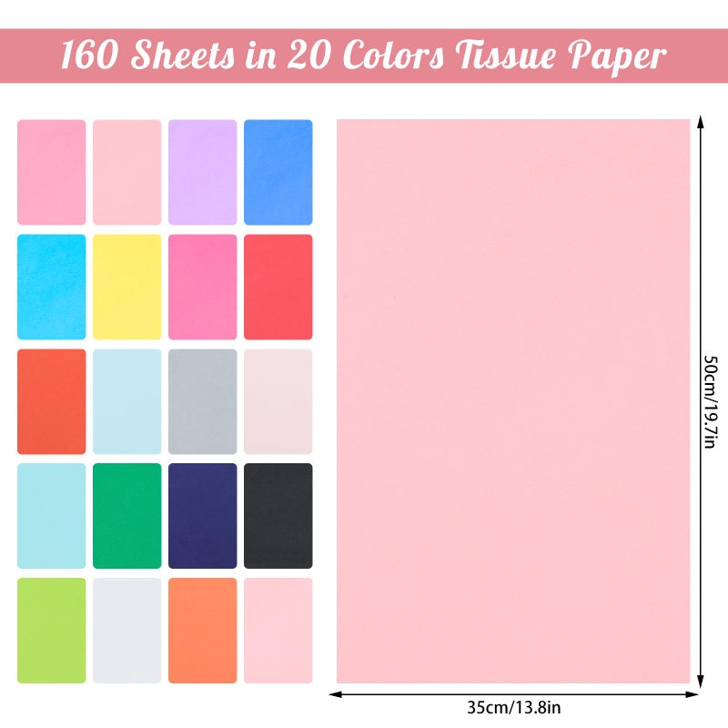 woric 160 Sheets Tissue Paper Bulk for Gift Bags 20 X 14 Inches Multicolor Gift Tissue Paper for Easter Wrapping DIY Crafts Wedding Party Decorations - Image 2