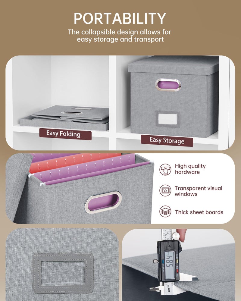Oterri File Organizer, File Box, File Cabinet for Letter File Folder Storage, Hanging File Organizer for Office/Decor/Home,Document Organizer, 1 Pack,Gray-Box Only - Image 2