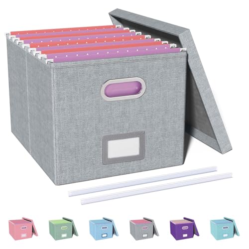 Oterri File Organizer, File Box, File Cabinet for Letter File Folder Storage, Hanging File Organizer for Office/Decor/Home,Document Organizer, 1 Pack,Gray-Box Only - Image 1
