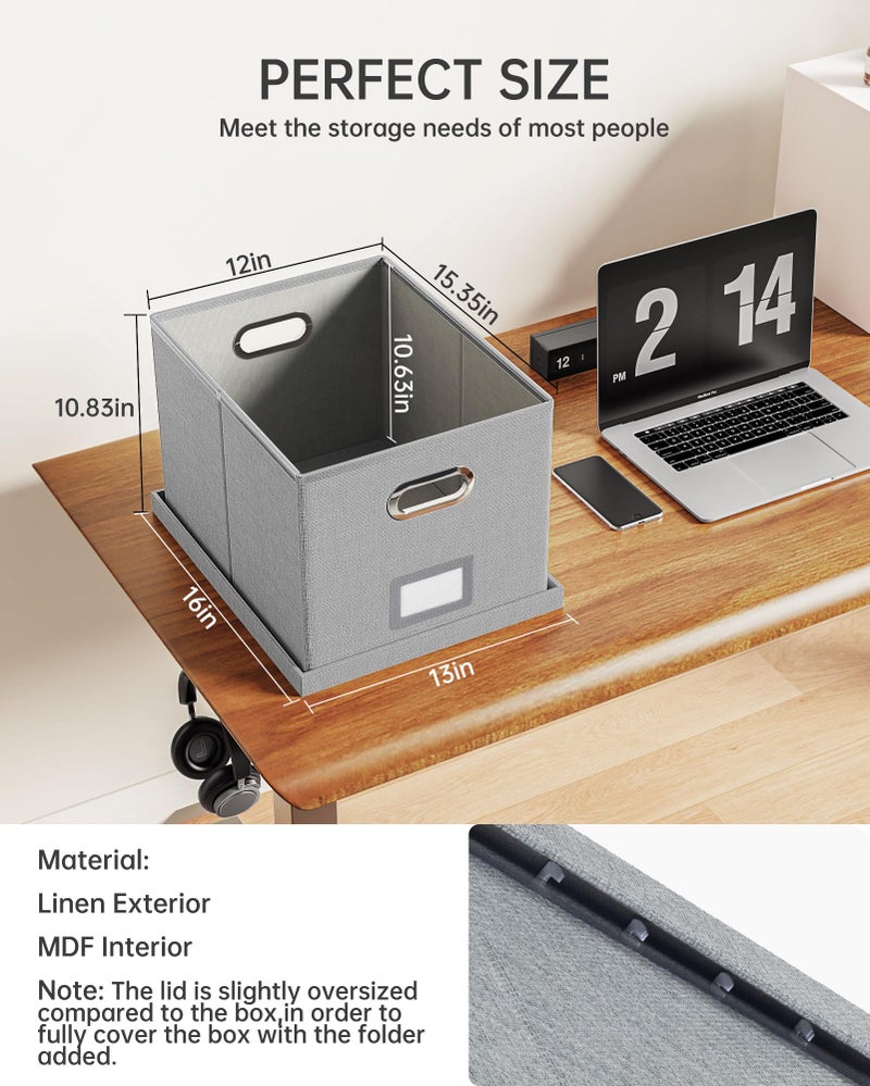 Oterri File Organizer, File Box, File Cabinet for Letter File Folder Storage, Hanging File Organizer for Office/Decor/Home,Document Organizer, 1 Pack,Gray-Box Only - Image 3