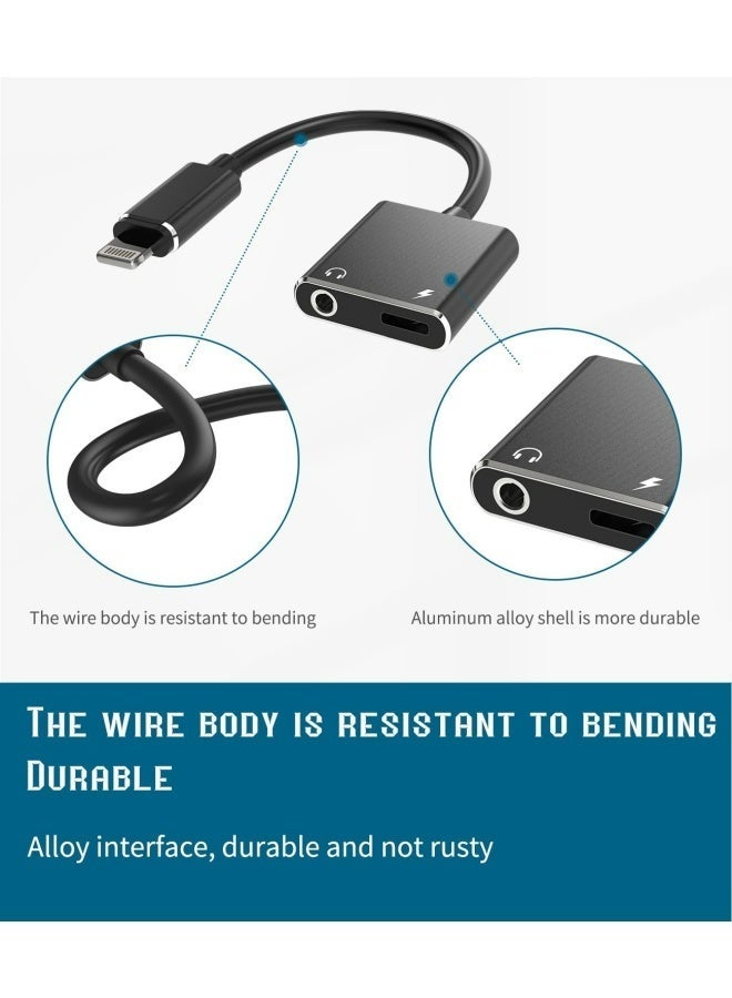 Apluynm Lightning to 3.5mm Splitter Dongle(2in1)Charger Cord iPhone AUX Adapter for Headphone Jack Cable Apple MFI Certified Audio Earbud Power Charge Converter for 11 12 13 14 Pro 7 8 Plus Charging Connector - Image 2