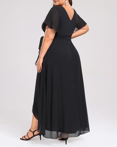 Talisea Mother of Bride Maxi Dress Plus Size Formal Gown Evening Party Black High Low Wedding Guest Long Dress Cocktail - Image 2