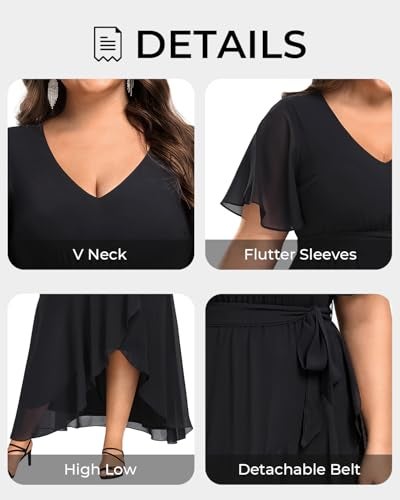 Talisea Mother of Bride Maxi Dress Plus Size Formal Gown Evening Party Black High Low Wedding Guest Long Dress Cocktail - Image 5