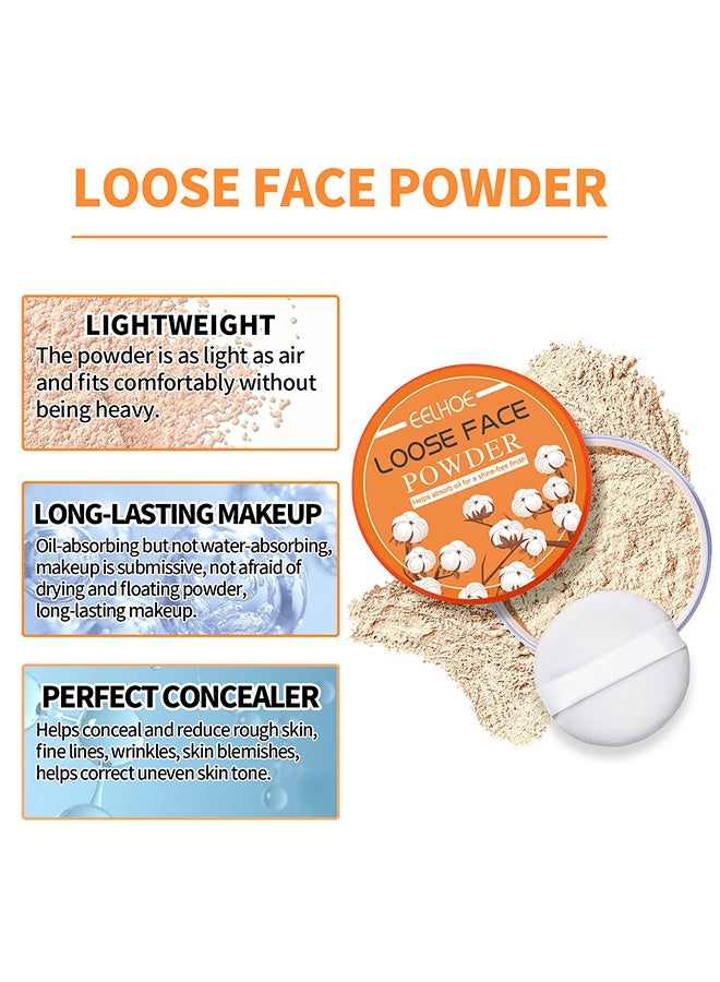 EELHOE Loose Face Powder,Translucent Powder Setting Powder Long Lasting Oil Control Loose Face Powder,Lightweight Face Finishing Powder,Even Skin Tone,Waterproof Setting Powder Foundation Makes Skin Downy 65g - Image 4