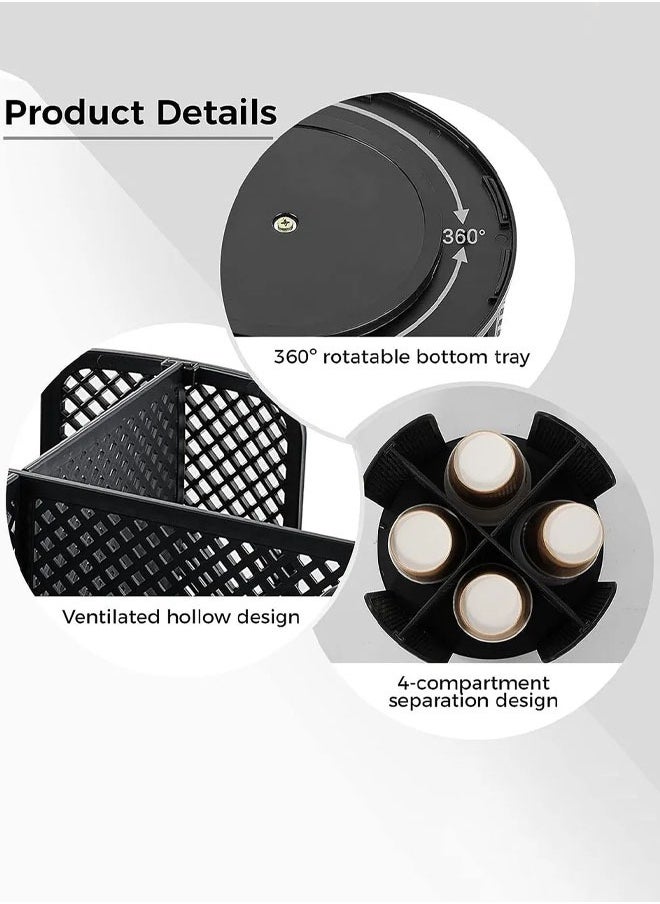 Beauenty Rotatable Cup and Lid Organizer with 4 Compartments, Coffee Cup Dispenser, Paper Cup Storage Holder, for Countertop Bathroom Kitchen Bedroom Coffee Shop (Black)  - Image 3