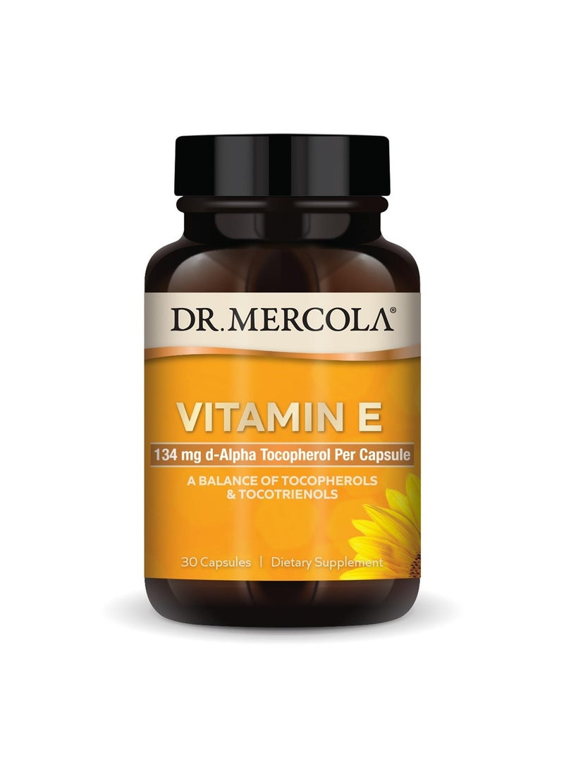 Dr. Mercola Vitamin E, 134 mg d-Alpha Tocopherol Per Capsule,A balance of tocopherrols & Tocotrienols Dietary Supplement, 30 Capsules - Image 1