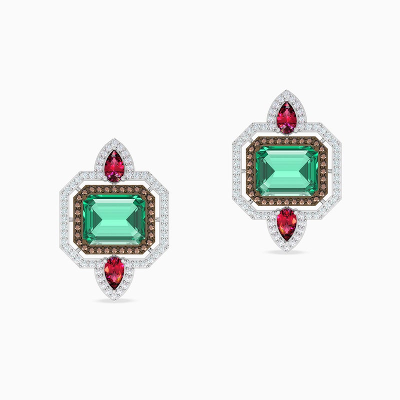 Waves by L'azurde Multishaped Colored Stone Earrings In Silver - Image 3