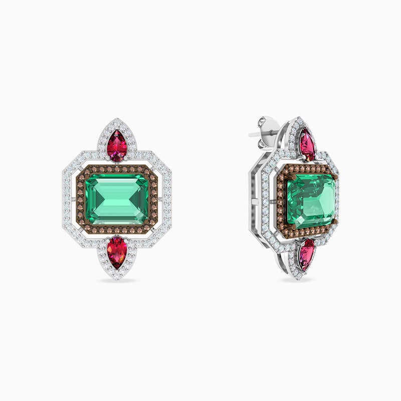 Waves by L'azurde Multishaped Colored Stone Earrings In Silver - Image 1