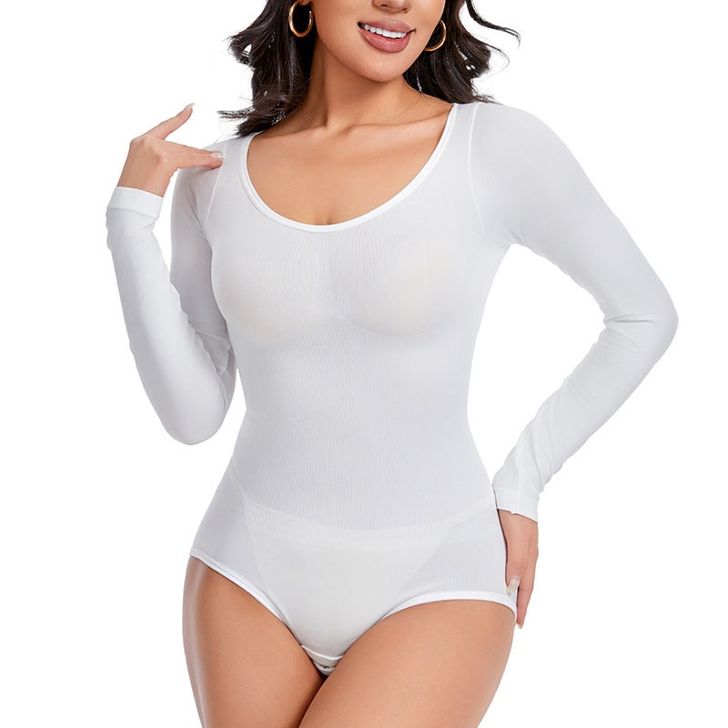 Body Shaping Jumbo Women'S One-Piece High-Elastic Seamless Belly-Lifting Hip Inner Long-Sleeved Tunic Slim-Fit Jumbo - Image 1