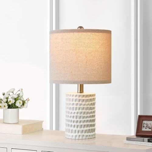 PORTRES 18.25" Modern Accent Ceramic Table Lamp Set of 2 for Bedroom White Desk Decor Bedside Lamps for Living Room Study Room Office Dorm Farmhouse Nightstand Lamp End Table Lamps - Image 2