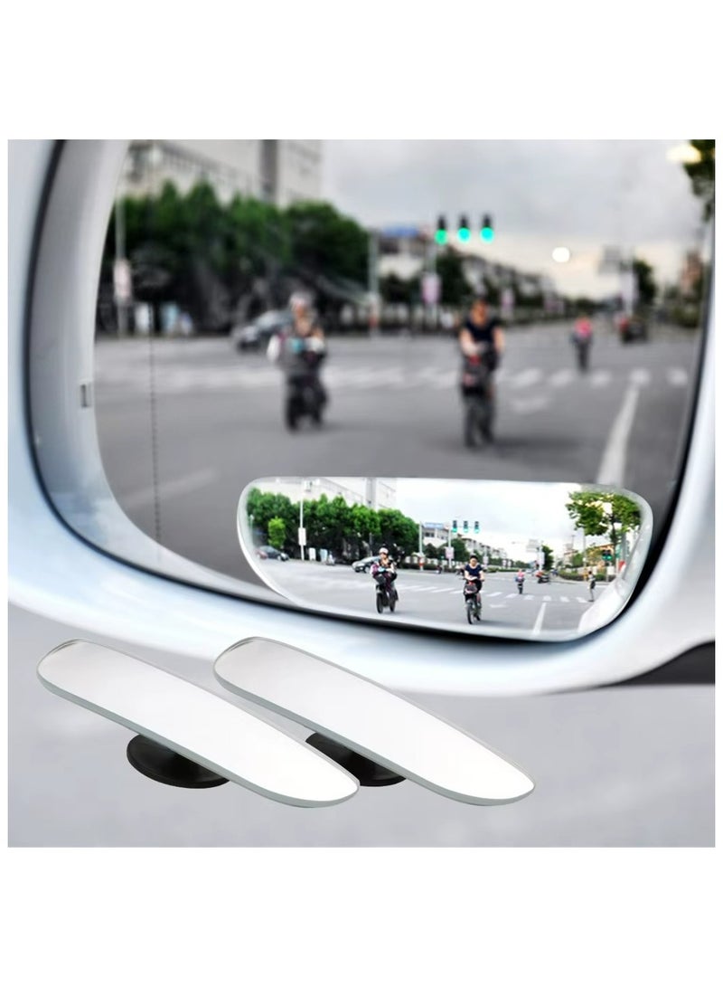 Generic Blind Spot Convex Car Rearview Adjustable Rectangular Mirrors HD Glass Convex Lens Frameless 2 Pieces  - Image 1