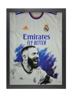 Karim Benzema Real Madrid Shirt Drawing Poster With Frame 30x40 cm