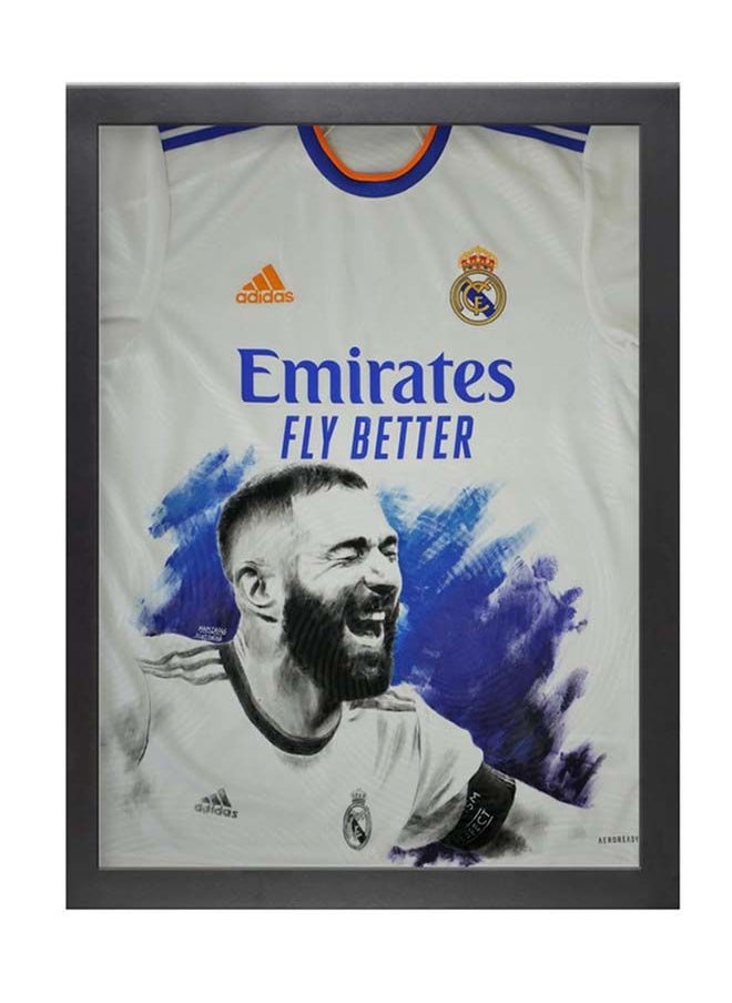 Boomah Accessories - Karim Benzema Real Madrid Shirt Drawing Poster With Frame 30x40 cm - Image 1