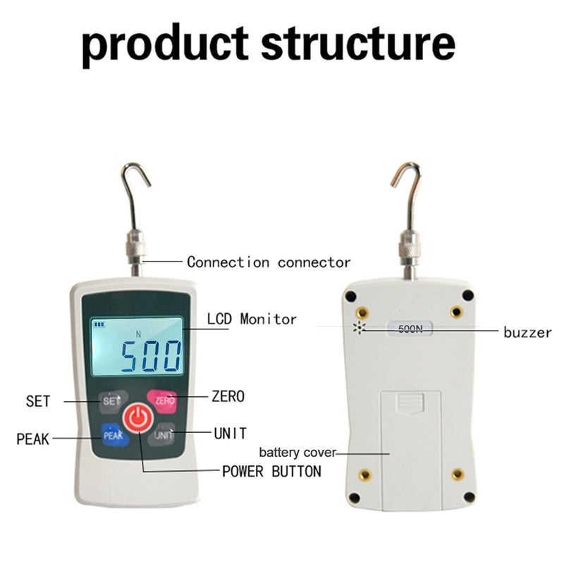 Digital Force Gauge 500N Handheld Push Pull Meter Backlit Screen Industrial Testing - Image 5