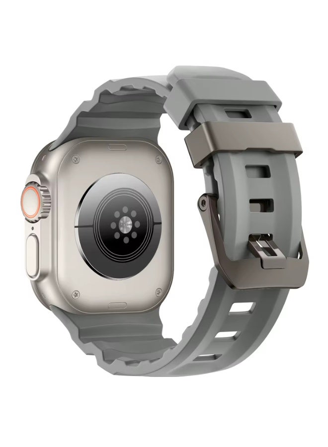 Soft Silicone Strap For Apple Watch Ultra/Series 10 9 8 7 6 5 SE High end Bracelet Wristband iWatch 46mm 45mm 49/44mm/42mm (Grey) - Image 1