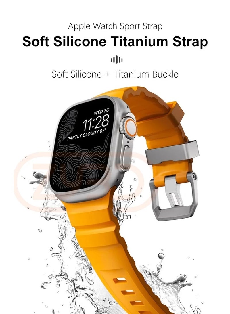 Soft Silicone Strap For Apple Watch Ultra/Series 10 9 8 7 6 5 SE High end Bracelet Wristband iWatch 46mm 45mm 49/44mm/42mm (Grey) - Image 3