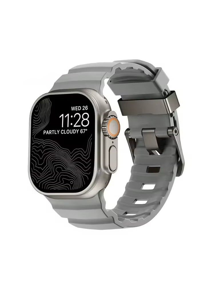 Soft Silicone Strap For Apple Watch Ultra/Series 10 9 8 7 6 5 SE High end Bracelet Wristband iWatch 46mm 45mm 49/44mm/42mm (Grey) - Image 2