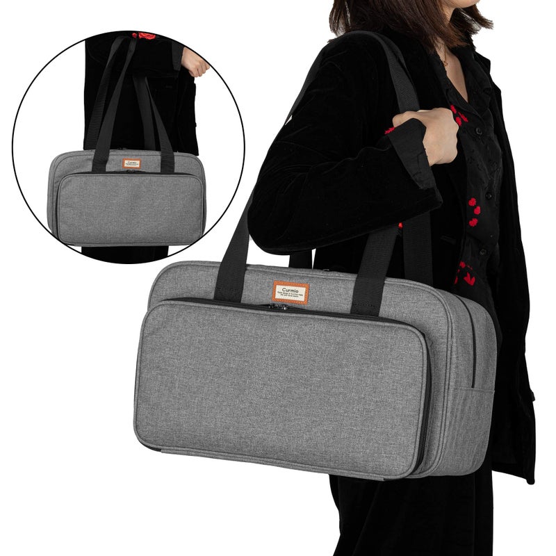 CURMIO Yarn Storage Bag, Knitting Tote Bag For Crochet Hooks, Knitting Project and Accessories, Ideal for Crochet Beginners and Knitting Lovers, Bag Only, Gray - Image 5