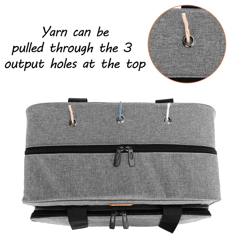 CURMIO Yarn Storage Bag, Knitting Tote Bag For Crochet Hooks, Knitting Project and Accessories, Ideal for Crochet Beginners and Knitting Lovers, Bag Only, Gray - Image 4
