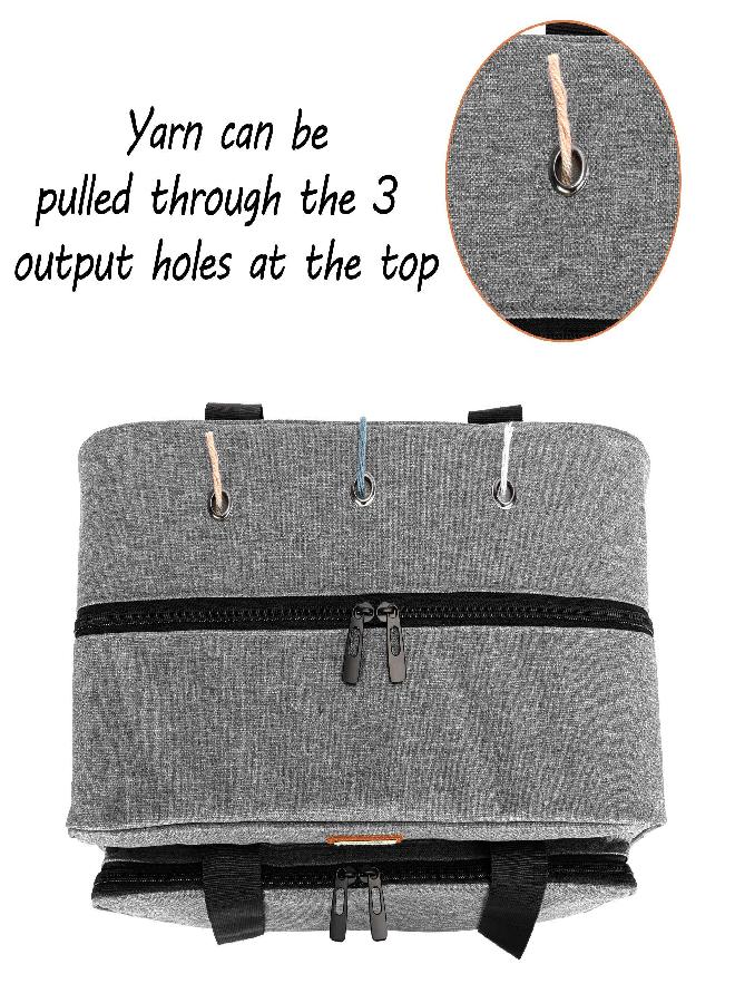 CURMIO CURMIO Yarn Storage Bag, Knitting Tote Bag for Crochet Hooks, Knitting Project and Accessories, Ideal for Crochet Beginners and Knitting Lovers, Bag Only, Gray - Image 3